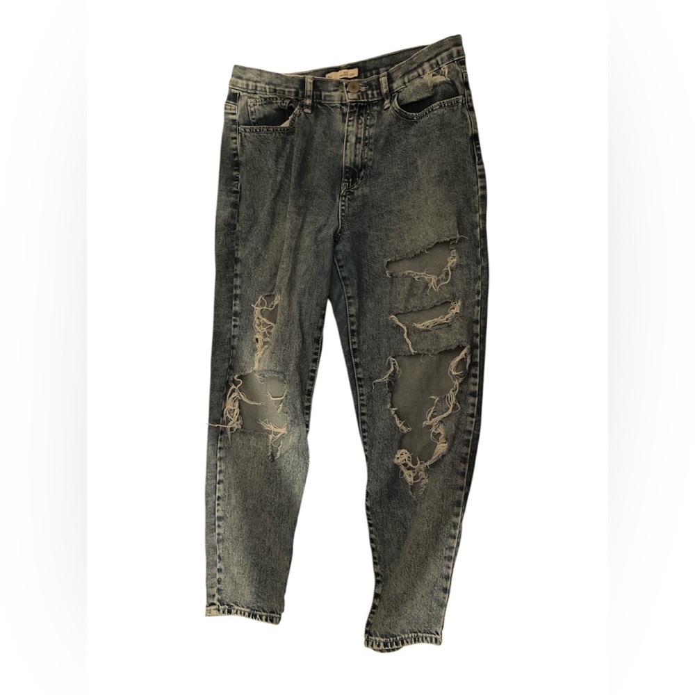 SO Women’s Washed Out Blue Slim Straight Ripped Jeans